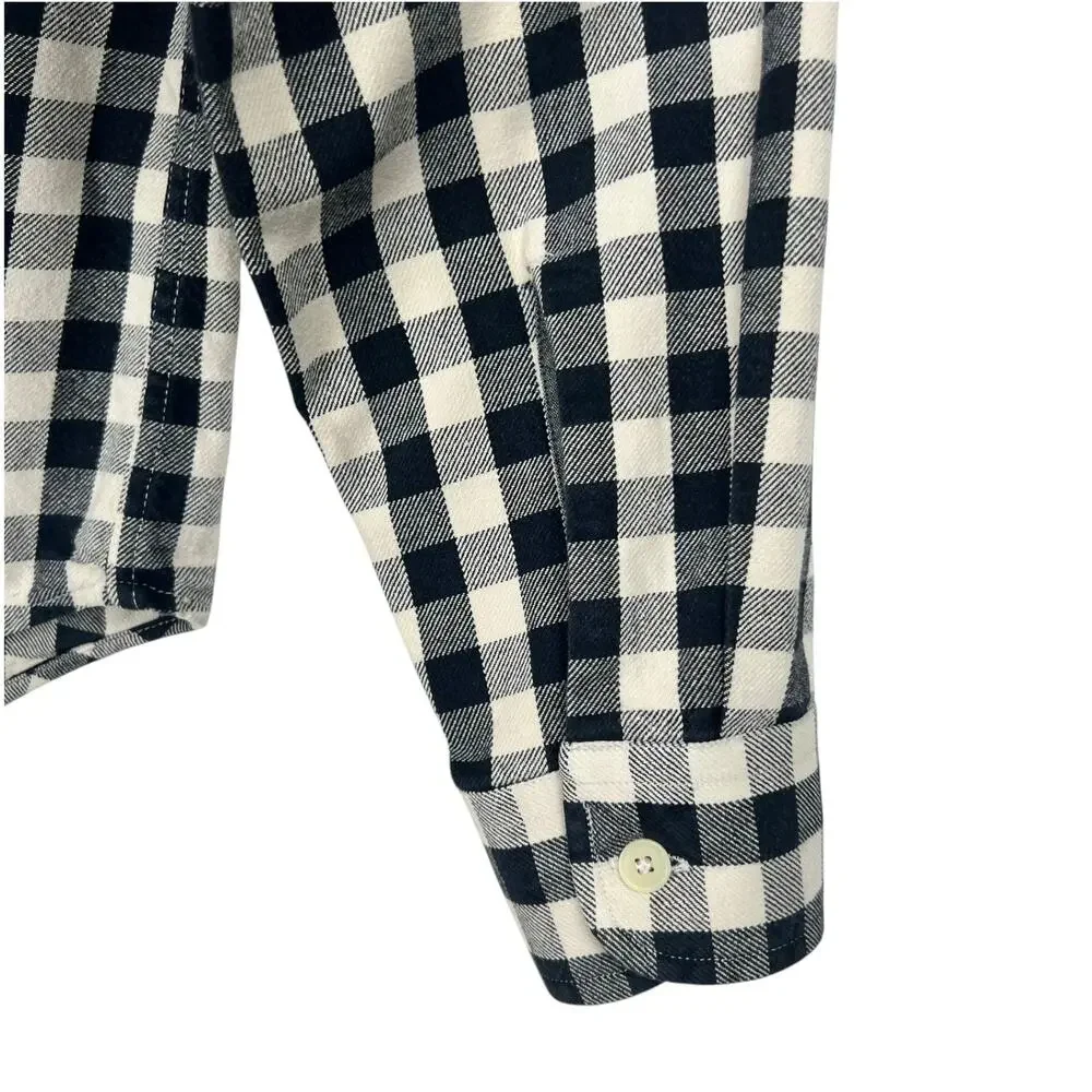 J.Crew Men's L Black and Cream Buffalo Check Heavyweight Cotton Flannel Shirt